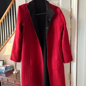 Fully reversible red or black pea coat! Made from fine Baby Alpaca from Peru!